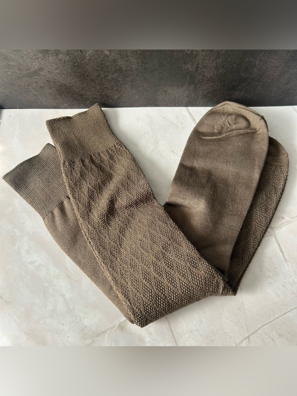 Men's Brown Textured Crew Socks 2 Pairs